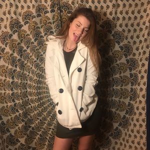 White Hooded Pea Coat